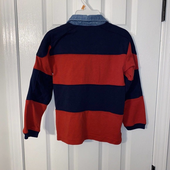 Youth Appalachian Trail Rugby Style Shirt Sz. 7 Color Block Rare Denim Collar - Picture 4 of 4